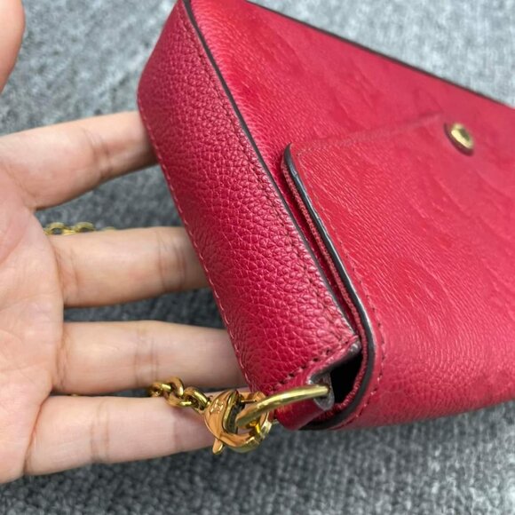 100%  Authentic Louis Vuitton Pochette Felicie Red W/P Monogram Shoulder Bag - Picture 4 of 16